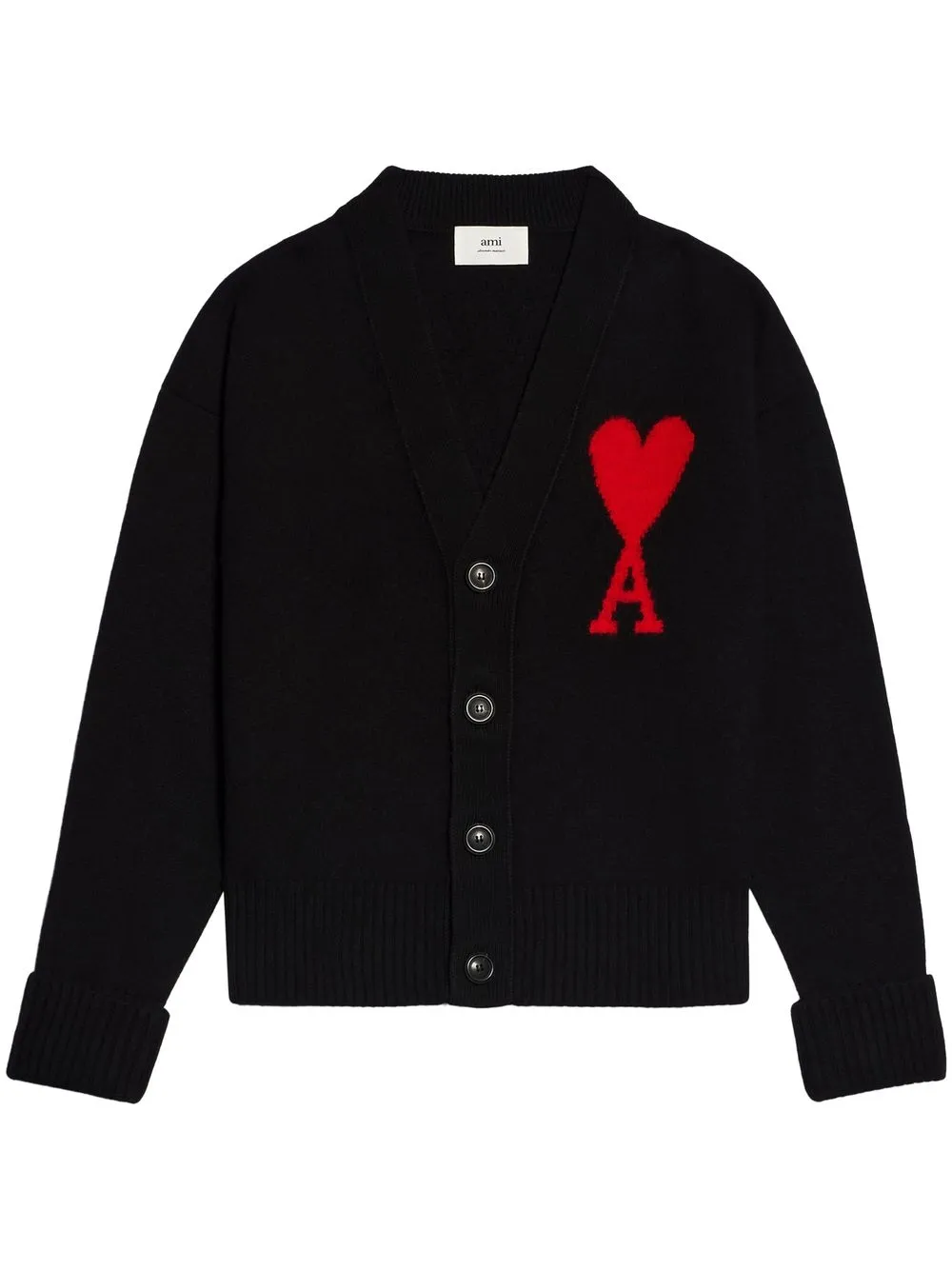 Shop Ami Alexandre Mattiussi Ami De Coeur Cardigan In Schwarz