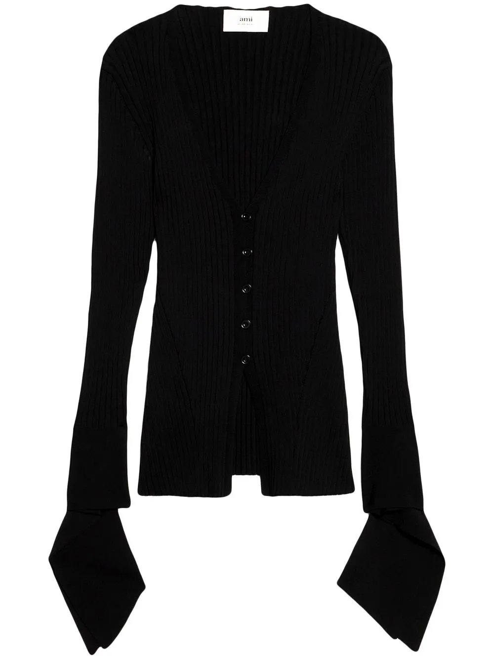 

AMI Paris elongated-cuff ribbed cardigan - Black