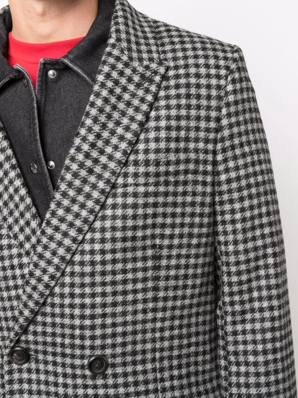 AMI Paris Houndstooth Pattern double-breasted Coat | Grey
