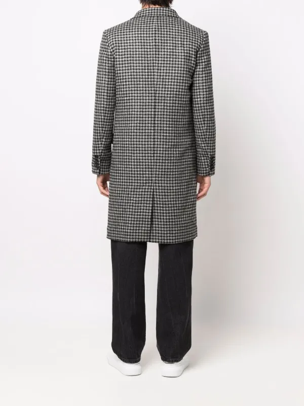 AMI Paris Houndstooth Pattern double-breasted Coat | Grey AMI Paris Houndstooth Pattern double-breasted Coat | Grey