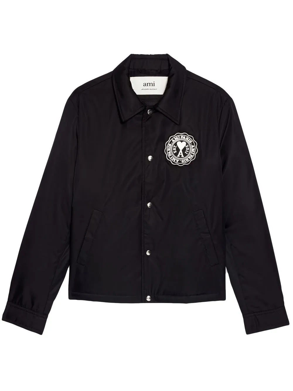 

AMI Paris sobrecamisa con parche del logo - 001 BLACK