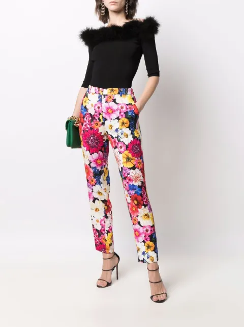Dolce & Gabbana Multicolor Floral Print Cropped Pants