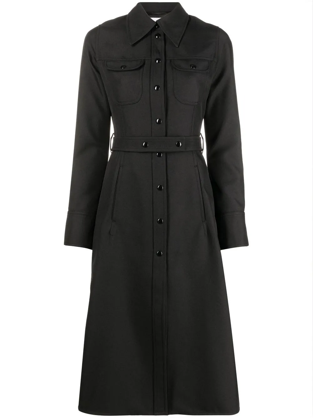 

Courrèges vestido camisero midi con cinturón - Negro