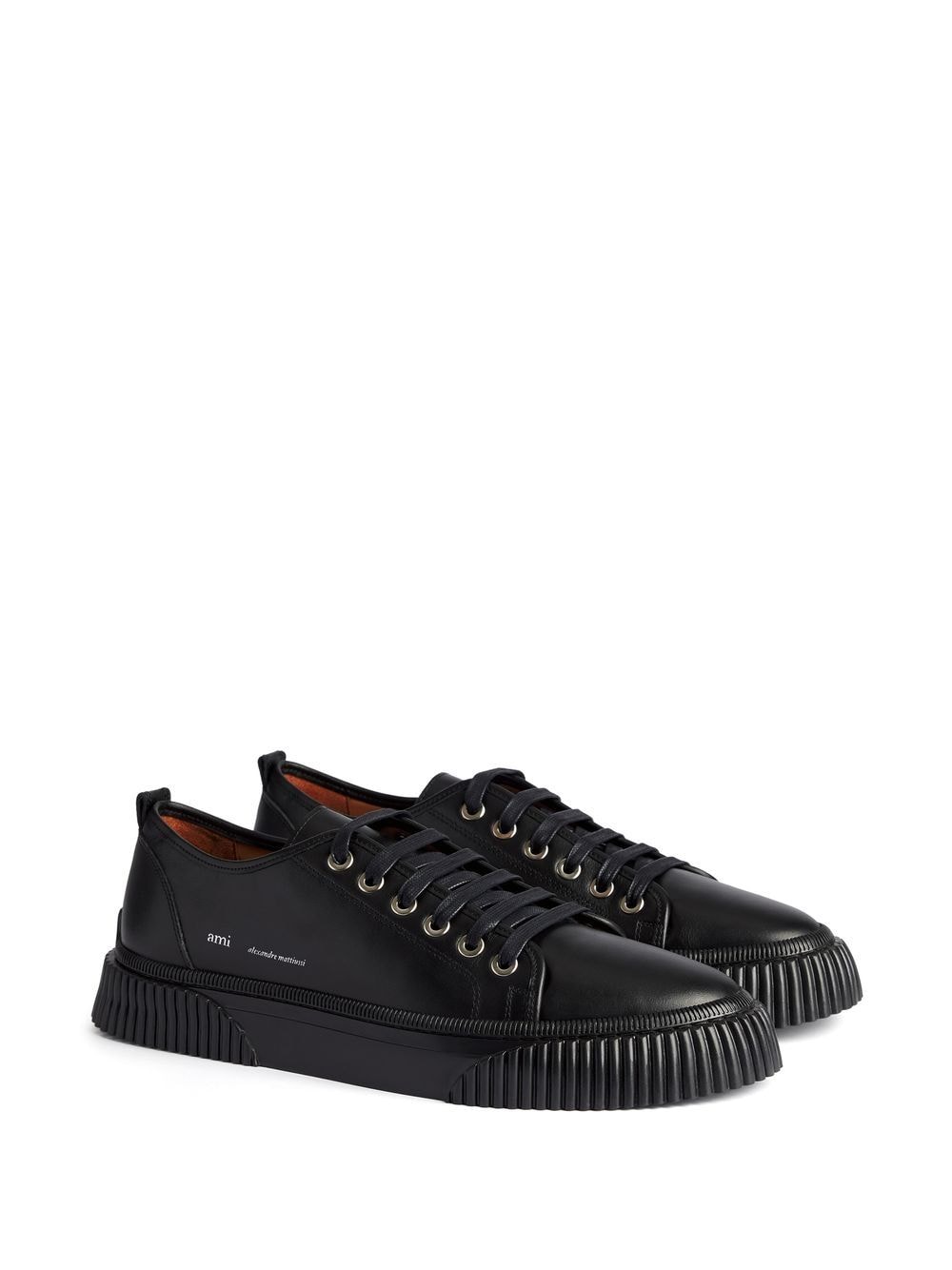 Shop Ami Alexandre Mattiussi Low-top Leather Sneakers In Black