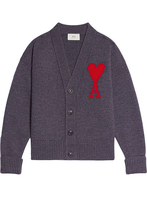 AMI Paris cárdigan con logo en intarsia