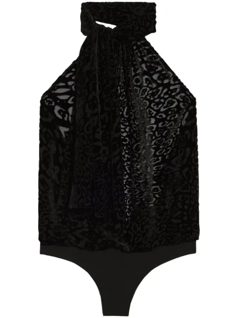 AMI Paris leopard-jacquard halterneck top