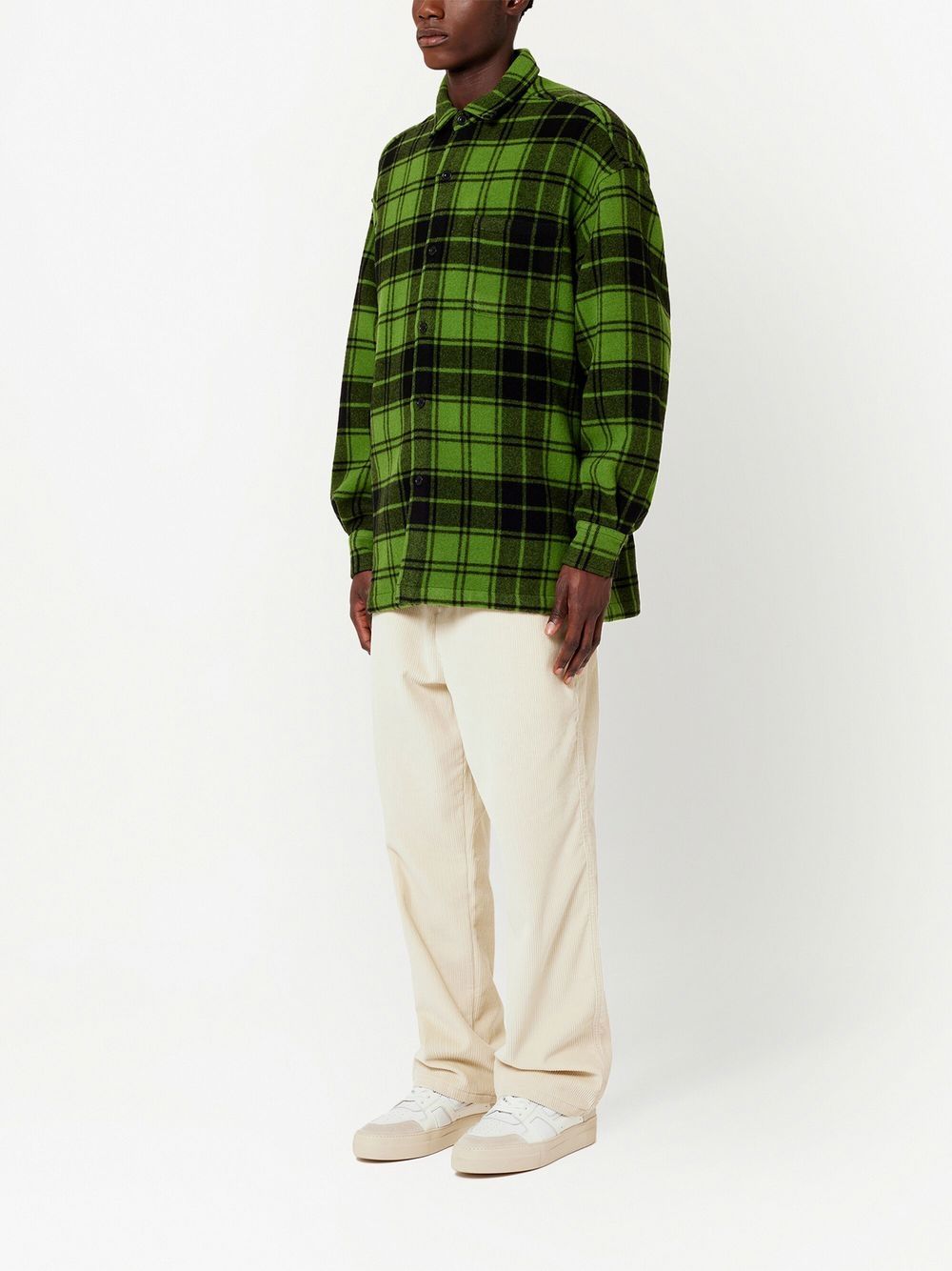 Shop Ami Alexandre Mattiussi Logo-print Plaid-patterned Shirt In Green