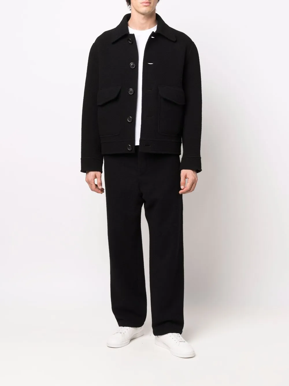 AMI Paris Fleece shirtjack - Zwart