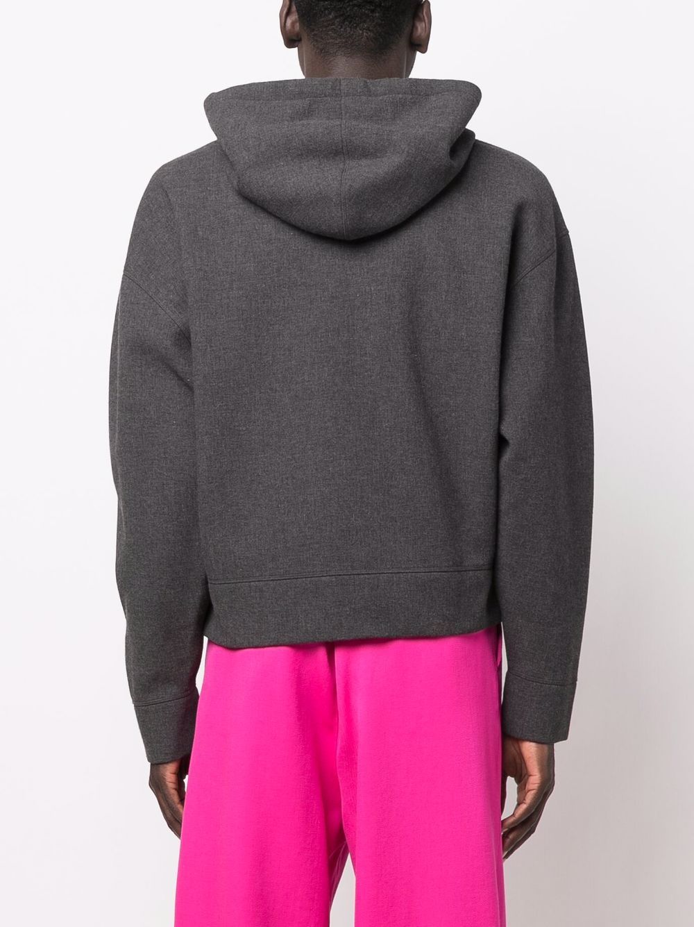 drop-shoulder zip-fastening hoodie
