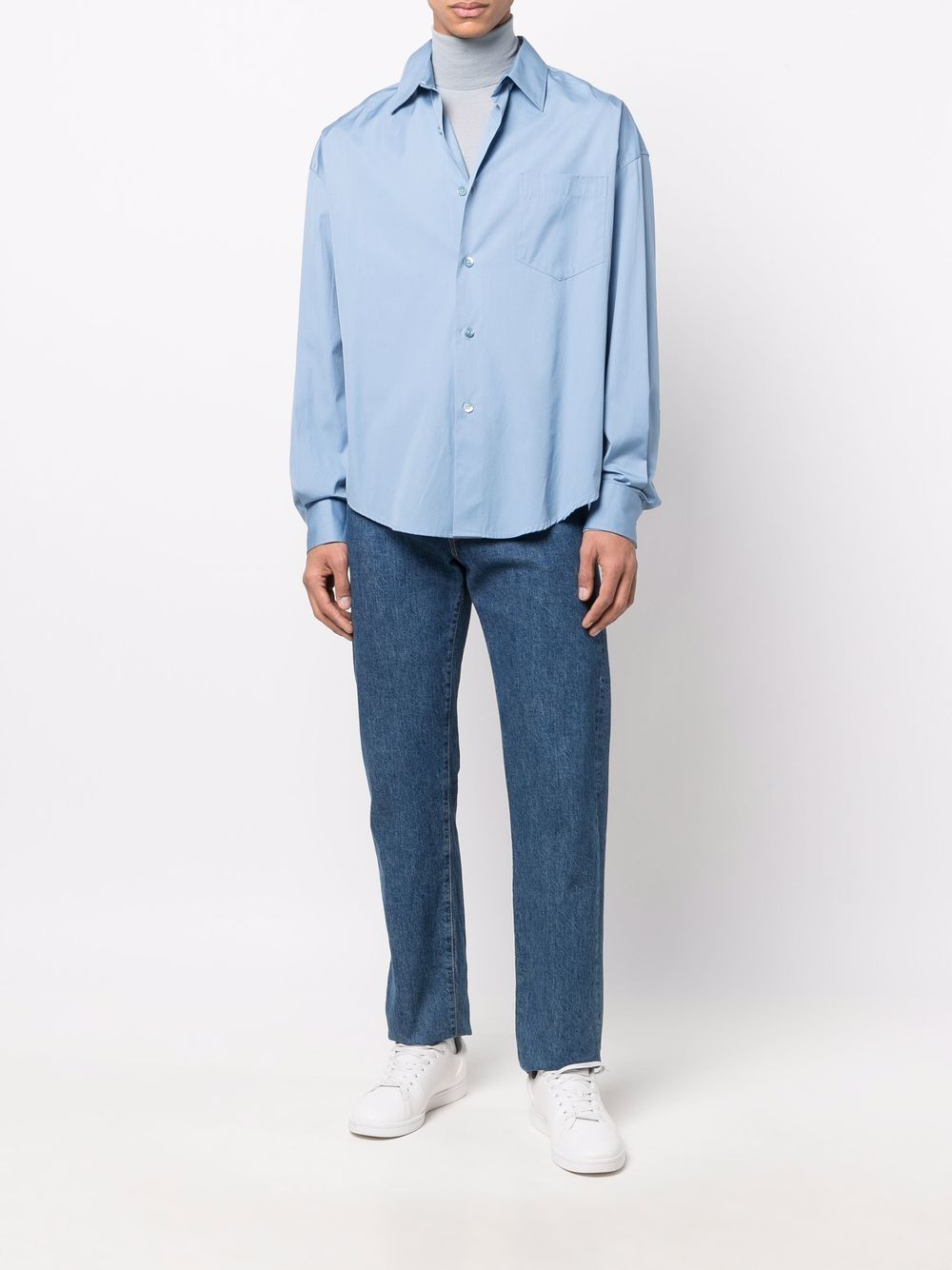 Shop Ami Alexandre Mattiussi Button-up Chest Pocket Shirt In Blue