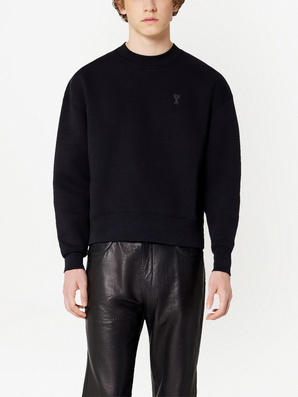 Shop Ami Alexandre Mattiussi Ami De Coeur Fleece Sweatshirt In Black