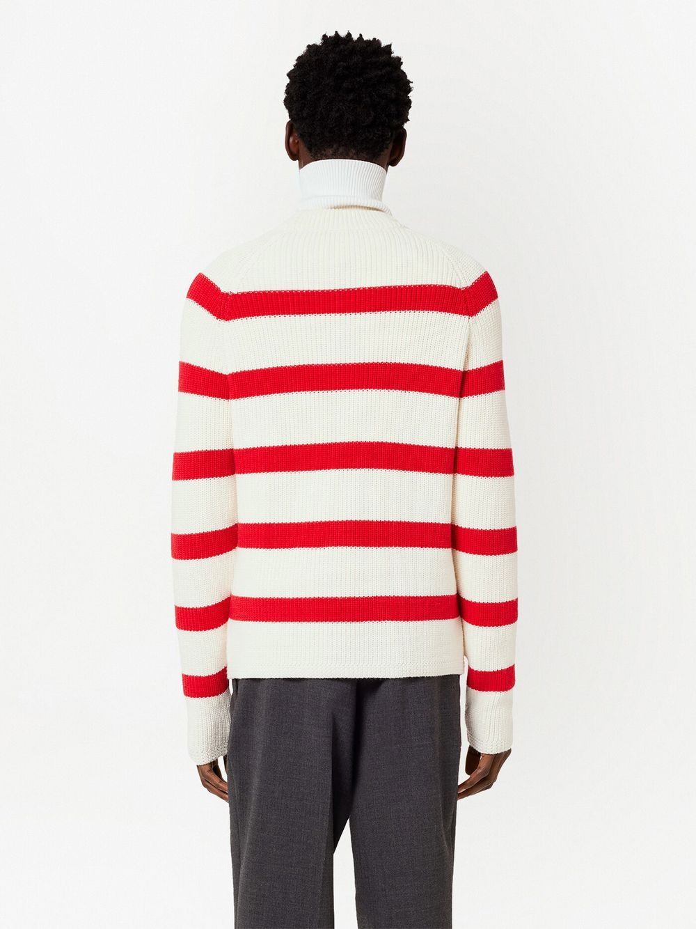Shop Ami Alexandre Mattiussi Striped Knitted Jumper In White