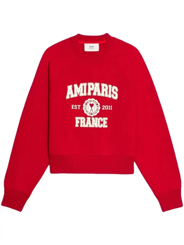 トップス AMI Paris AMI Paris logo-print organic-cotton Sweatshirt | Red | FARFETCH