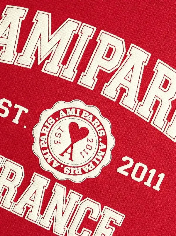 AMI Paris logo-print organic-cotton Sweatshirt | Red | FARFETCH