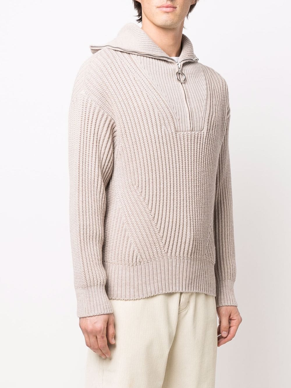 AMI Paris half-zip ribbed-knit Sweatshirt - Farfetch