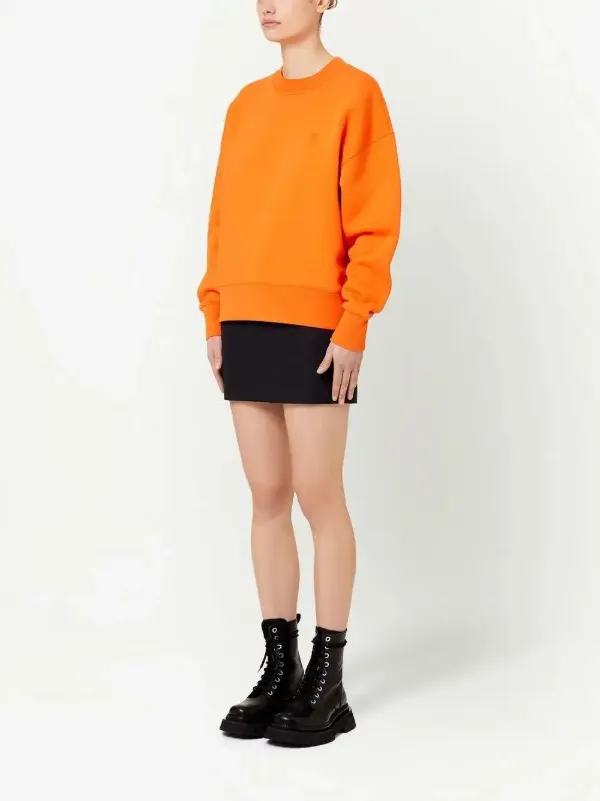 AMI Paris Ami De Coeur Embroidered Sweatshirt | Orange | FARFETCH