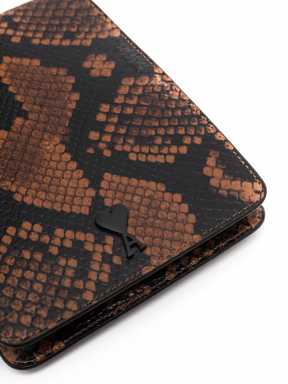 Shop Ami Alexandre Mattiussi Python Print Leather Wallet In Brown