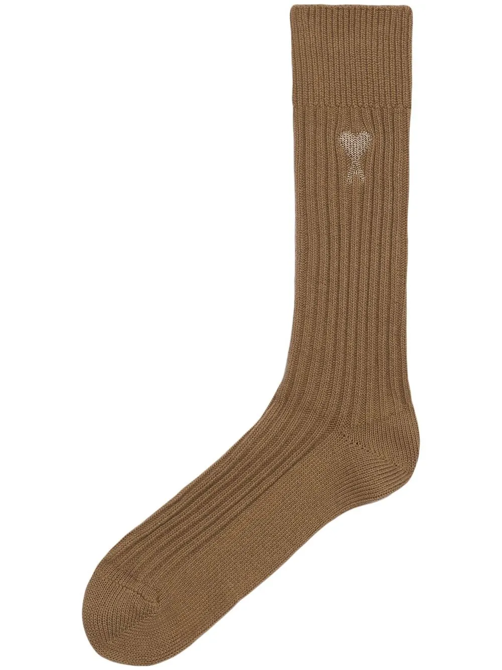 

AMI Paris embroidered logo socks - Brown