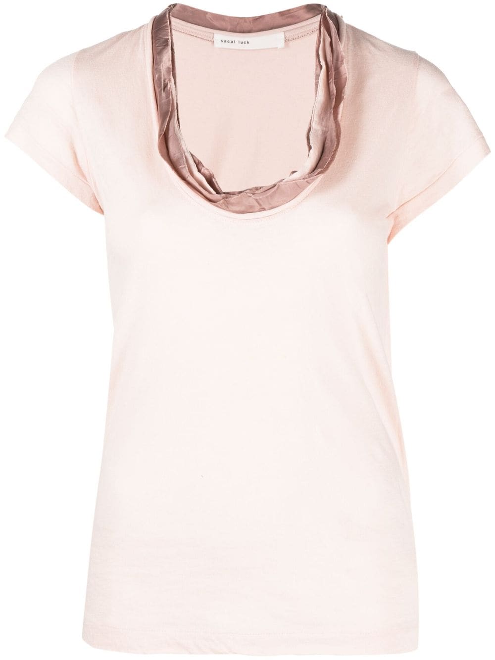 contrasting-neckline short sleeve T-shirt