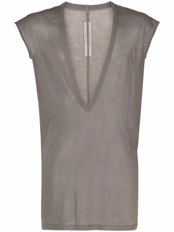 Shop Rick Owens V-neck sheer T-shirt 