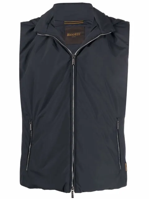 Moorer high-neck hooded gilet 