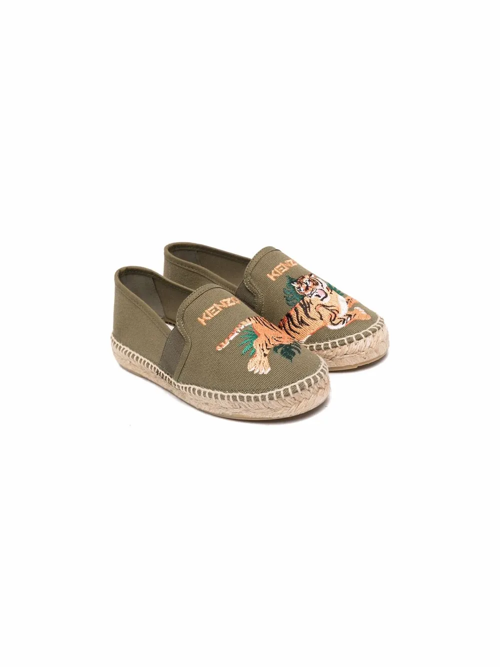 

Kenzo Kids Tiger embroidered-motif espadrilles - Green