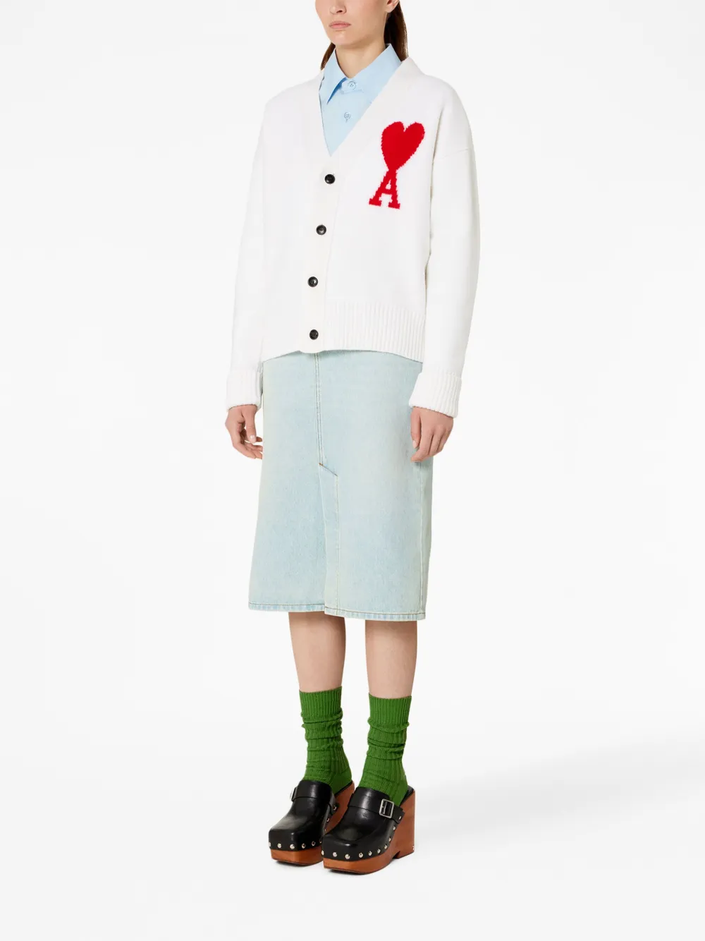 AMI Paris Ami De Coeur カーディガン | ホワイト | FARFETCH JP