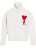 AMI Paris Ami De Coeur roll-neck wool jumper - White