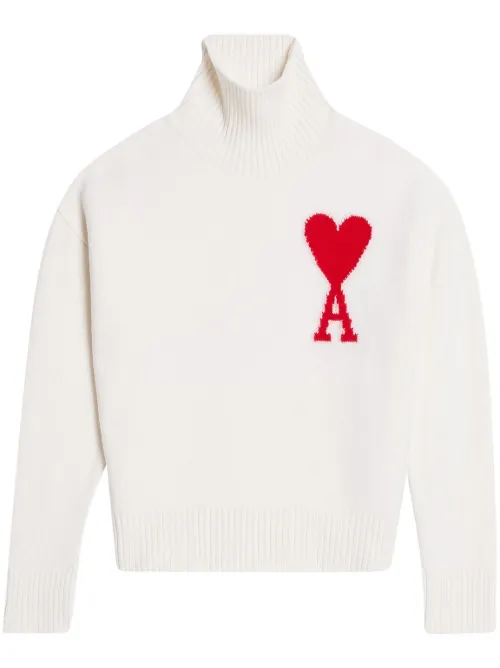 Pull Ami de Coeur en laine à col roulé - AMI Paris - Modalova