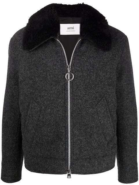 AMI Paris detachable faux-fur collar jacket