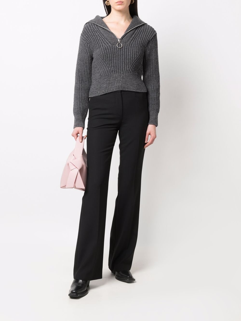 Shop Ami Alexandre Mattiussi Knitted Virgin Wool Jumper In Grey