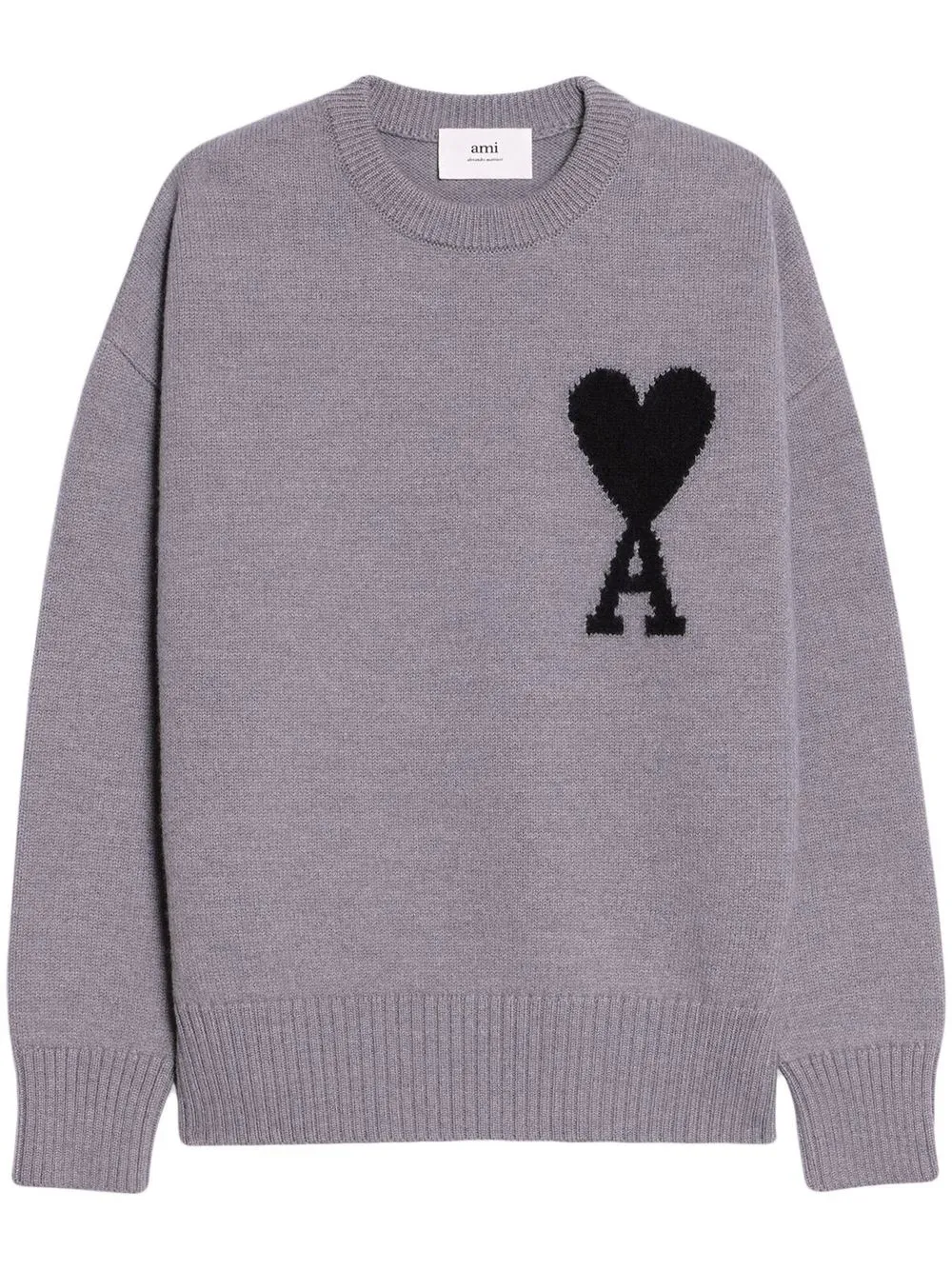 AMI Paris embroidered-logo Crew Neck Sweater - Farfetch