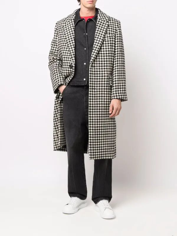 AMI Paris Houndstooth single-breasted Overcoat - Farfetch