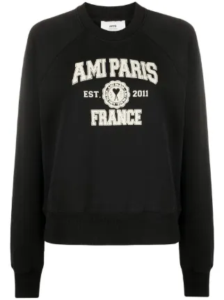 AMI Paris logo-print organic-cotton Sweatshirt - Farfetch