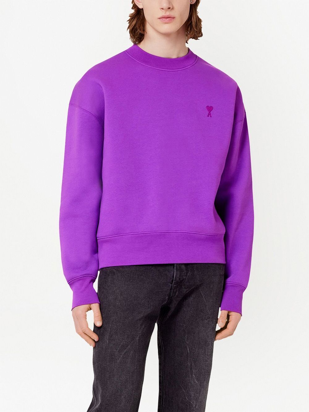 Shop Ami Alexandre Mattiussi Ami De Coeur Embroidered Sweatshirt In Purple