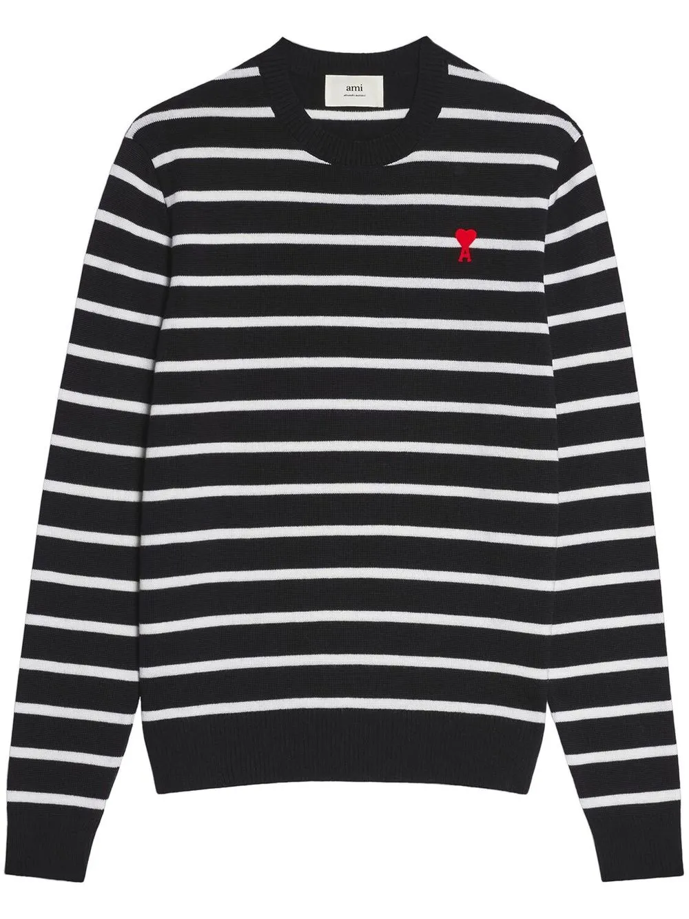 

AMI Paris embroidered logo striped jumper - Blue