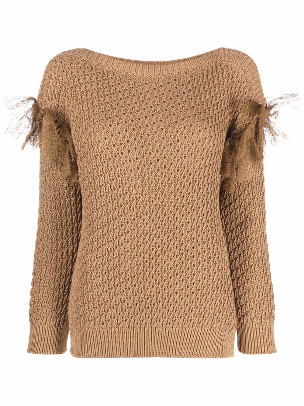 

RED Valentino tulle-embellished crew-neck jumper - Brown