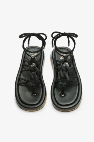 Chunky Chain-Embellished Rope Sandals