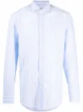 Brunello Cucinelli vertical stripe print shirt - Blue