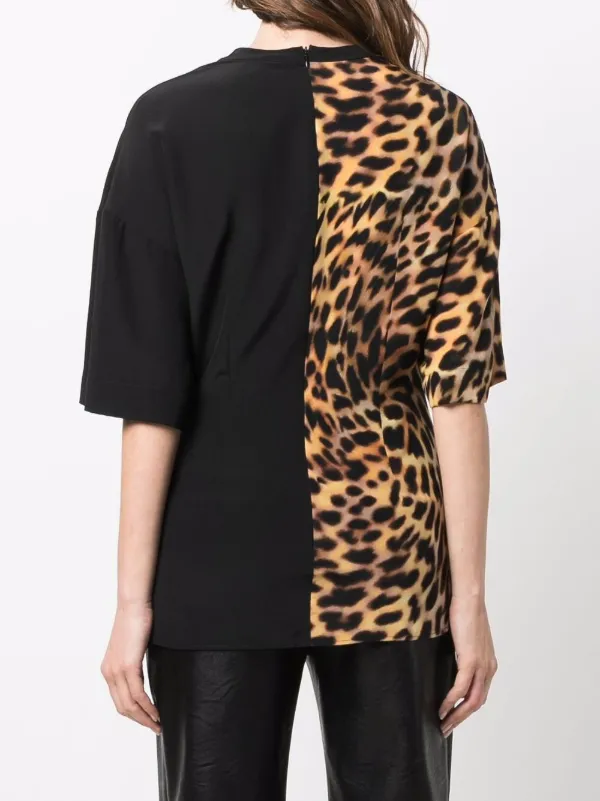 Tシャツ・カットソー STELLA MCCARTNEY LEOPARD PRINT TOP Stella McCartney Cheetah Print Panel T-shirt | Black | FARFETCH