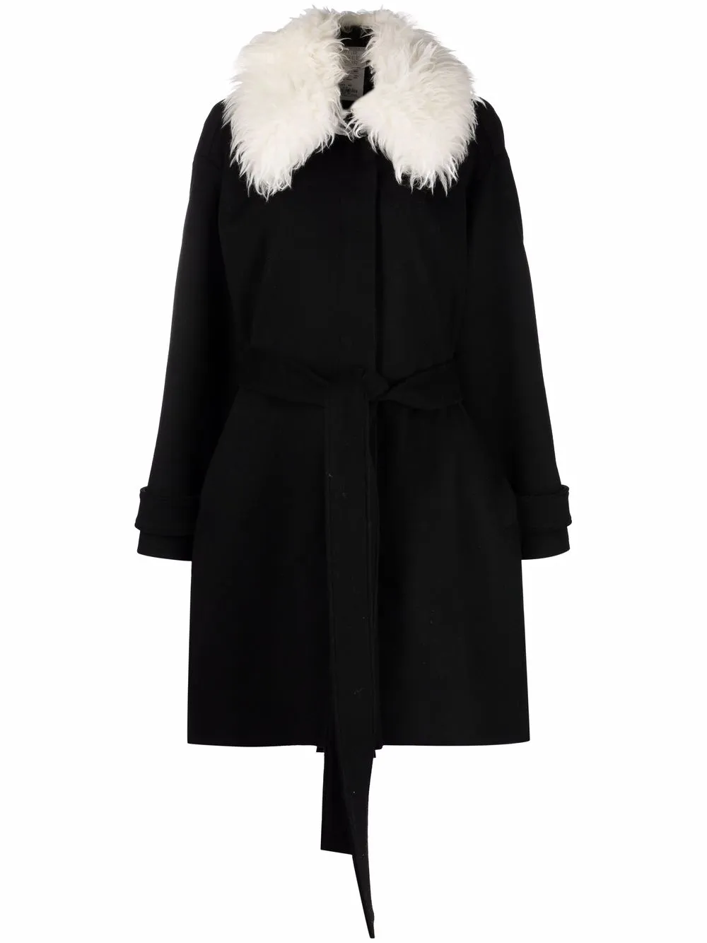 Topshop black coat store with fur collar