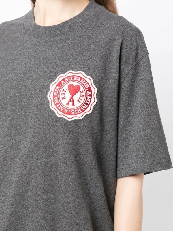 AMI Paris logo-patch Cotton T-shirt - Farfetch