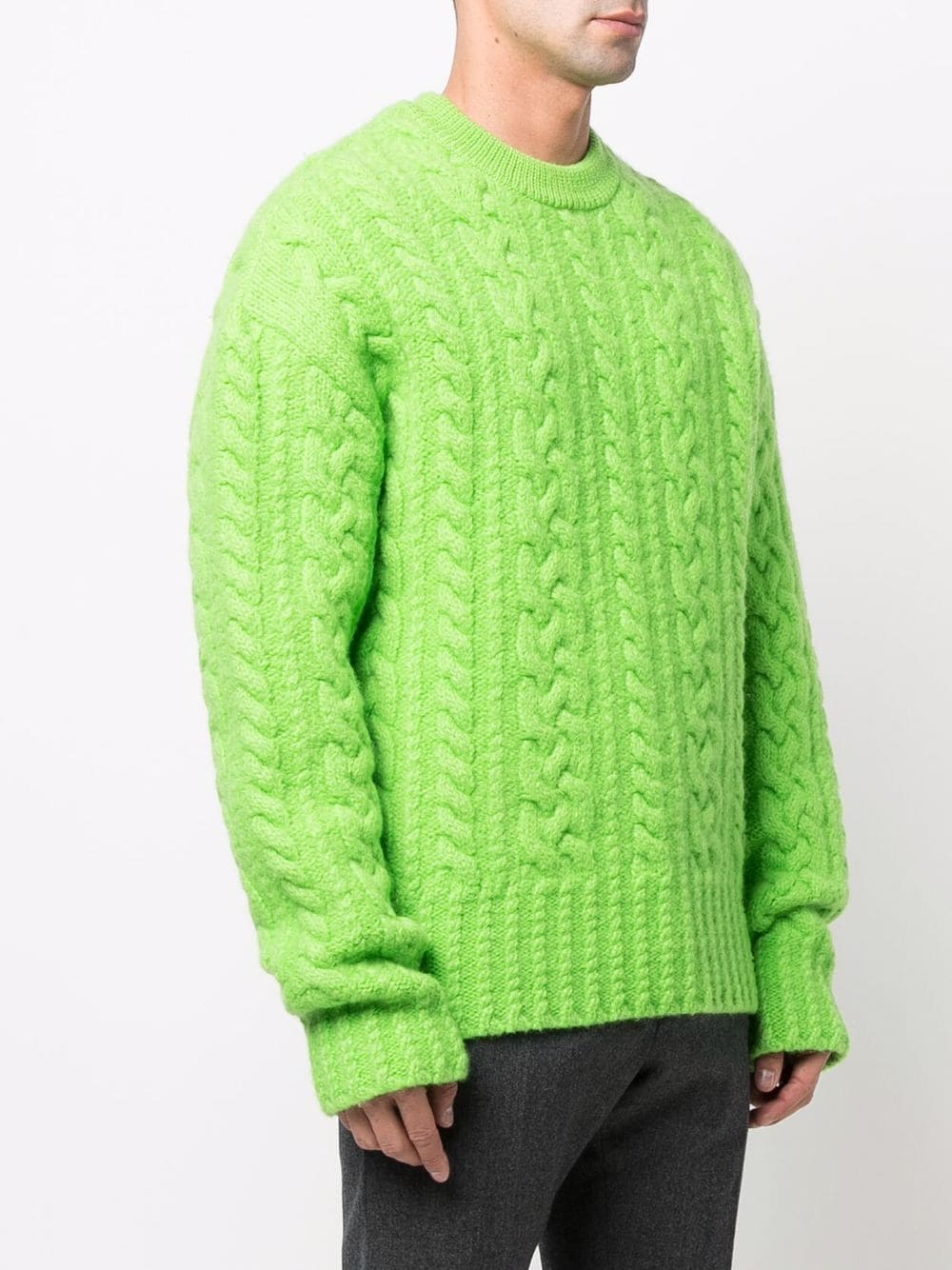 Shop Ami Alexandre Mattiussi Cable-knit Crew-neck Jumper In Green