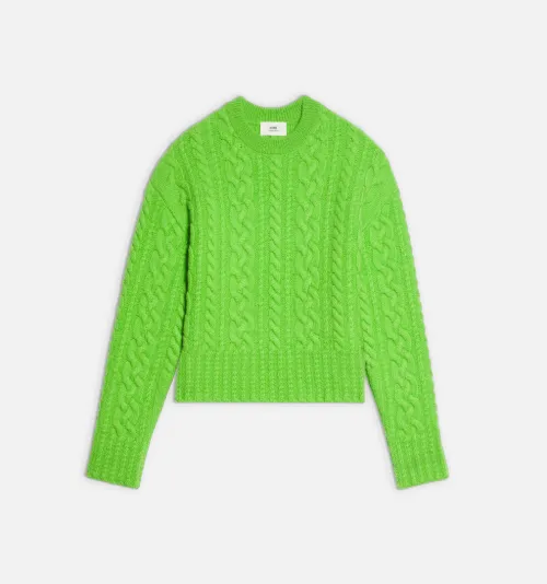 Cable Knit Crewneck Sweater - AMI PARIS 