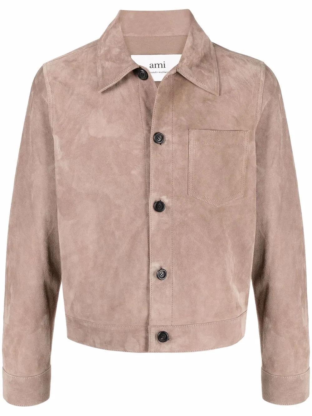 

AMI Paris suede button-up shirt jacket - Neutrals