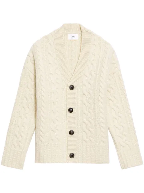 AMI Paris V-neck cable knit cardigan