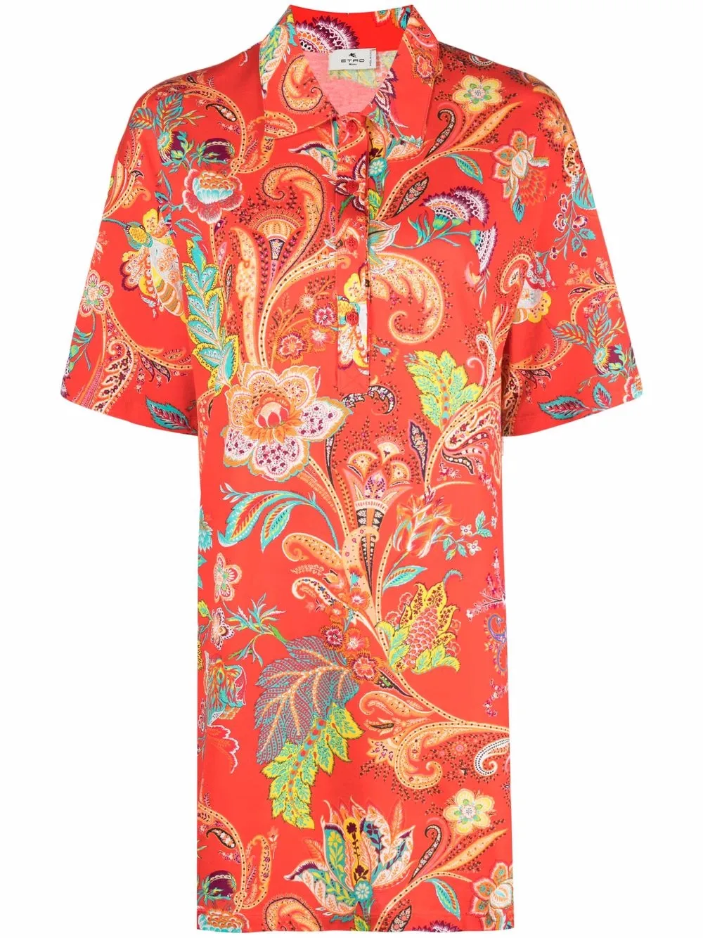 

ETRO floral-print cotton shirt dress - Red