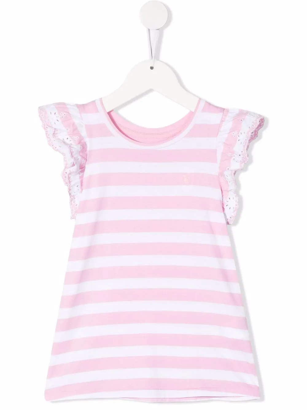 

Ralph Lauren Kids playera a rayas con volantes - Rosado