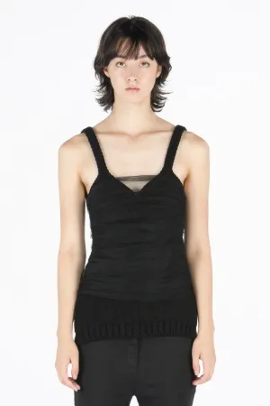 Tulle-Overlay Knitted Top