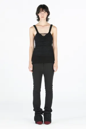Tulle-Overlay Knitted Top